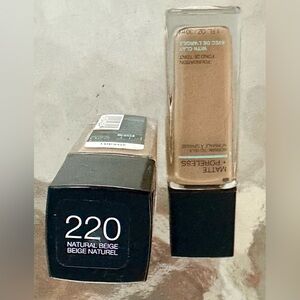 Maybelline Fit Me Matte + Poreless Foundation - Warm Beige 220 | New | BOTH = $5